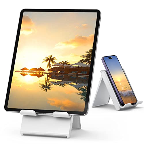 Book Cover SAIJI Adjustable Tablet Stand Holder Portable Foldable Desktop Stand Dock Compatible for iPad Pro 2020，iPad Air Mini，Nintendo Switch，iPhone 11 Pro Max SE，Samsung Galaxy and Kindle Fire Tablets - Gray