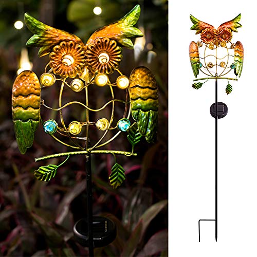 Book Cover YaoLONG Garden Solar Lights Outdoor Solar Powered Stake Lights Metal OWL LED Decorative Garden Lights for Walkway, Pathway, Yard, Lawn