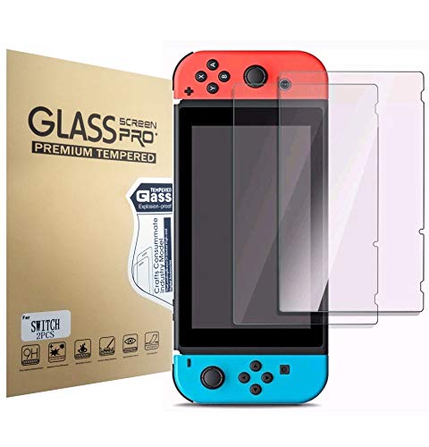 Book Cover [2 Pack] Compatible with Nintendo Switch 2017 Screen Protector Tempered Glass, POKANIC Transparent HD Clear Anti-Scratch Screen Protector, Bubble Free, Dock-able, Easy Installation, Film, Compatible with Nintendo Switch 2017