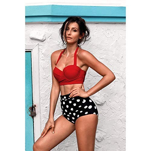Book Cover erholi Women Vintage Two Piece Swimsuits High Waisted Bathing Suits with Underwired Top