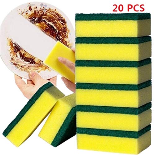 Book Cover Villeur Home Kitchen Double Layer Soft Strong Water Absorption Dishwashing Sponge Sponges