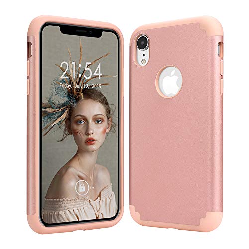 Book Cover Vquand for iPhone XR Case, Compatible for Apple iPhone XR Cover 6.1 inch, Double Layer Omnibearing Protection Design Slim Fit Soft Silicone Hard Back Cover Anti Scratch Anti Drop Protective Case