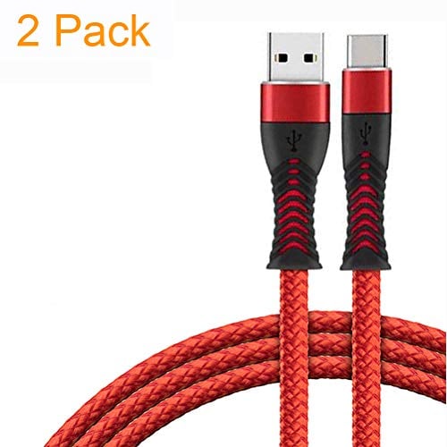 Book Cover USB Type C Cable, 3.3FT USB Fast Charger Nylon Braided USB C Cable Compatible with Samsung Galaxy S10 S9 S8 Plus Note 9 8, Moto Z, LG V30 V20 G5, Nintendo Switch (3.3ft X 3Pack, Red)