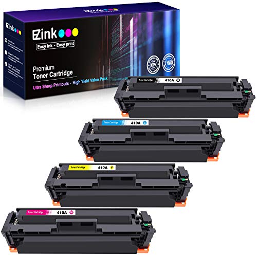 Book Cover E-Z Ink (TM) Compatible Toner Cartridge Replacement for HP 410A CF410A CF411A CF412A CF413A to use with Color Laserjet Pro MFP M477fdw M477fdn M477fnw Pro M452dn M452nw M452dw Printer (4 Pack)