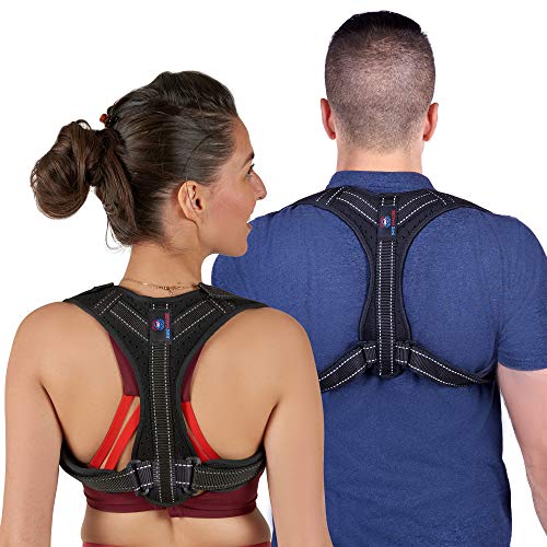 Book Cover Back Brace Posture Corrector for Men and Women -USA, Black, Size One Size