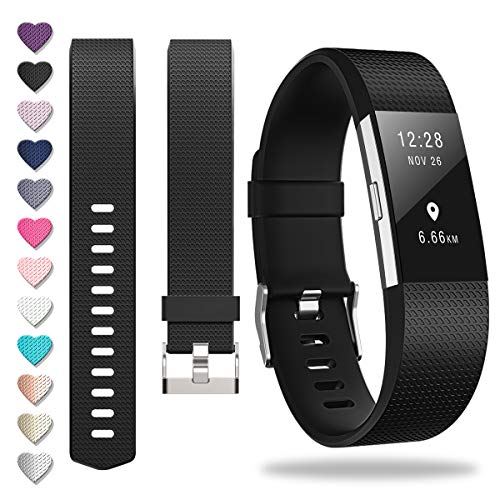 Book Cover ZEROFIRE Compatible for Fitbit Charge 2, Replacement Adjustable Sport Bands for Charge 2 Heart Rate Fitness Wristbands, Women Men, Small and Large