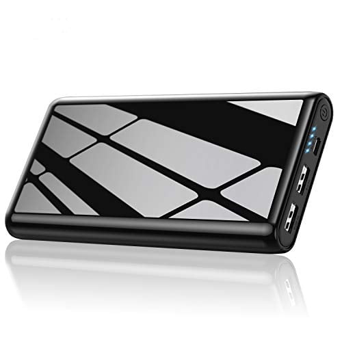 Book Cover Portable Charger Power Bank【25800mAh Newest Version】 Feob Ultra-High Capacity Portable Phone Charger with 4 LED Lights, Dual Output External Battery Pack for Smart Phone,Tablet and More-Black