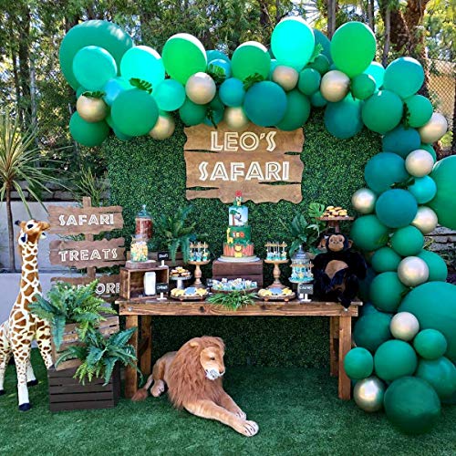 Book Cover Jungle Safari Theme Balloon Garland Arch Kit Birthday Party Decorations 102pcs Green and Gold Balloons 16Ft Long for Kids Baby Boys