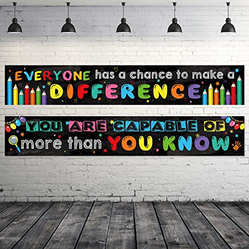 Book Cover 2 Pack Motivational Classroom Banner Poster Positive Banner Inspirational Banner for Students Educational Teacher Classroom Decorations Banner with 40 Glue Points