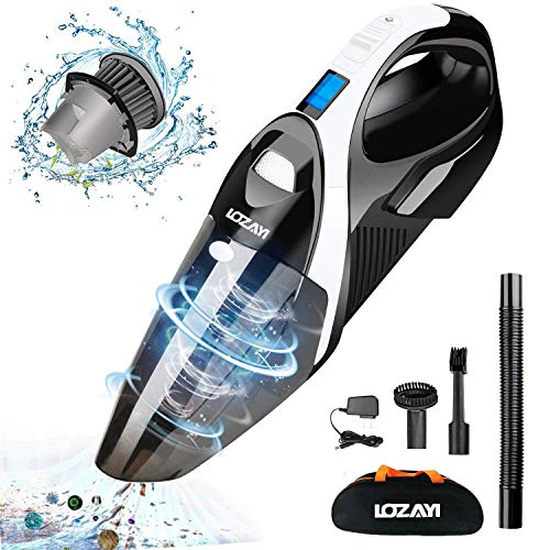 Book Cover Handheld Vacuum, LOZAYI 7KPA Cordless Hand Vacuum Cleaner Rechargeable Hand Vac, LED Light 100W Stronger Cyclonic Suction Lightweight Wet/Dry Vacuum for Home Pet Hair Car Cleaning