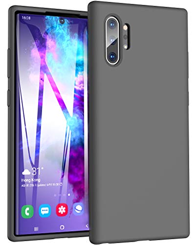 Book Cover TOZO for Samsung Galaxy Note 10 Plus Case (2019) Liquid Silicone Gel Rubber Shockproof Shell Soft 4 Side Full Protection Cover for Samsung Galaxy Note 10+ 5G Case- [Black]