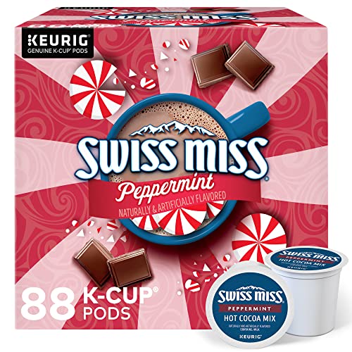 Book Cover Swiss Miss Peppermint Hot Cocoa, Single-Serve Keurig K-Cup Pods, Hot Chocolate, 88 Count