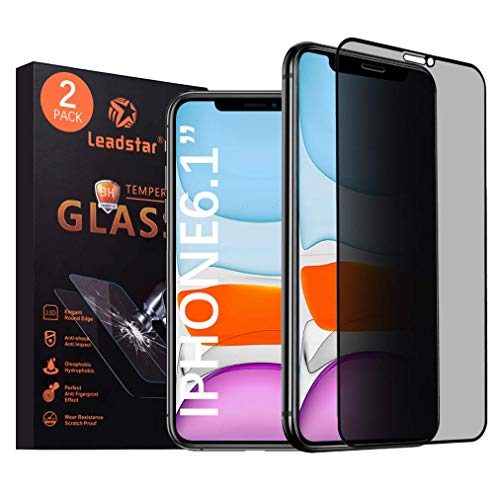 Book Cover 2Pack Compatible with iPhone 11 iPhone XR Privacy Screen Protector 6.1 inch Premium 3D Coverage Edge Anti Spy Tempered Glass Screen Protector for iPhone 11 2019 Case Friendly