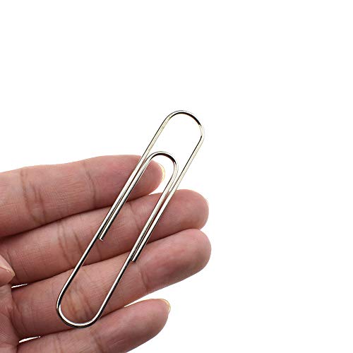 Book Cover HAHIYO Paper Clips Sturdy Smooth Extra Large 3 inches Length 40 Pack Paperclips Heavy Duty Tight Grip Rust Proof Reusable Metal Bright Silver for Home Office School
