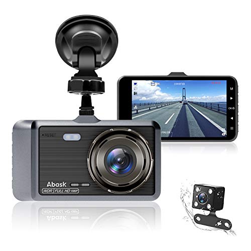 Book Cover Dash Cam, Abask Dash Camera for Cars with Night Vision and Parking Dash Cam Front and Rear Dual Camera with 4