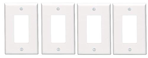 Book Cover Leviton 80601-W 1-Gang Decora/GFCI Device Wallplate, Midway Size, Thermoset, Device Mount, Sold as 4 Pack