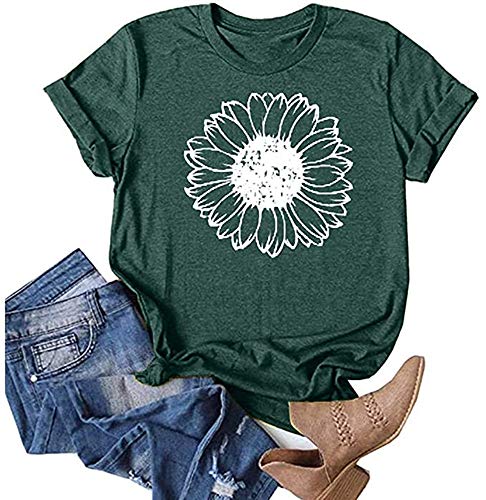 Book Cover Earlymemb Womens Wildflower Shirts Summer Casual Short Sleeve Dandelion Printed Graphic Tees Tops