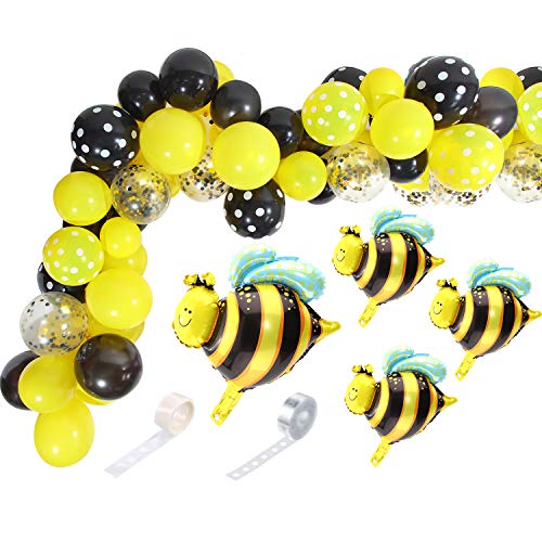 Book Cover 71 Pieces Bee Balloons Garland Kit Yellow Black Polka Dot for Bee Birthday Party Decoration, Baby Shower, Honey Birthday Party Supplies