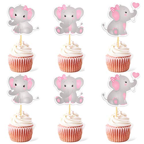 Book Cover 48pcs Pink Elephant Cupcake Toppers It Is A Girl Baby Shower Cupcake Picks Decoration Baby Girl Birthday Party Supplies