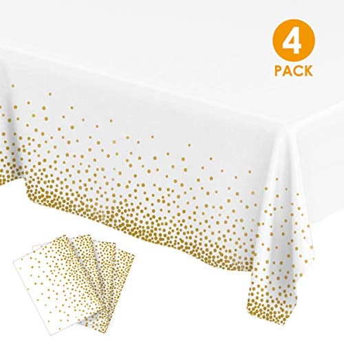 Book Cover Plastic Tablecloths for Rectangle Tables, Party Table Cloths Disposable, Gold Dot Confetti Rectangular Table Covers for Parties Thanksgiving Christmas Wedding Anniversary-54
