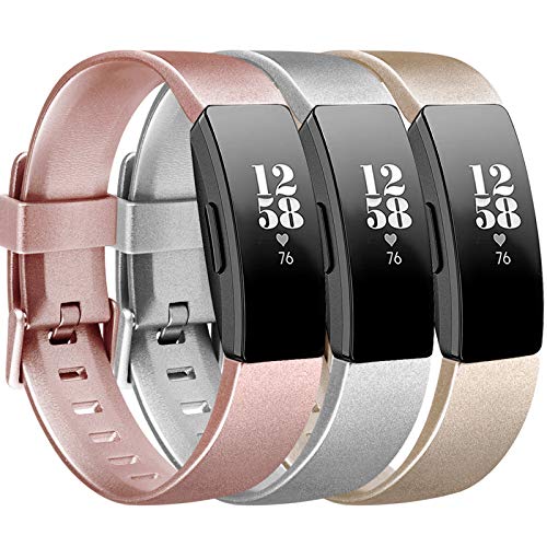 Book Cover Tobfit Pack 3 TPU Bands Compatible with Fitbit Inspire HR/Fitbit Inspire/Fitbit Ace 2 Bands, Sports Accessories Waterproof Wristbands Women Men, Small, Rose Gold/Champagne Gold/Silver