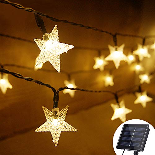Book Cover Grezea Solar Christmas Light Twinkle Star String Lights 50 LED 21FT 8 Modes Fairy Decoration for Xmas Tree Bedroom Indoor Outdoor Room Décor Garden Patio Lawn Canopy Party Warm White