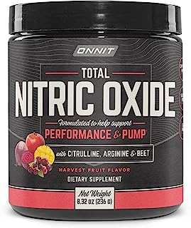 Book Cover ONNIT Total Nitric Oxide - Caffeine Free Pre Workout Powder w/ Beet Root, L Arginine & L Citrulline Malate | Boost Energy & Recovery | Harvest Fruit Flavor - 20 Servings