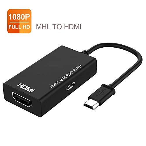 Book Cover MHL Micro USB to HDMI Cable Adapter, MHL to HDMI Adapter, MHL 5pin & 11pin to HDMI 1080P Video Graphic Converter, Cable Adapter with Video Audio Output (Black)