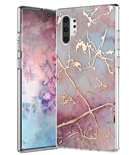 Book Cover SPEVERT Case Compatible with Galaxy Note 10+ Plus Case Marble Pattern Hard Back Soft TPU Raised Edge Thin Shock Absorption Slim Case for Samsung Galaxy Note 10 Plus 6.8 inches - Colorful