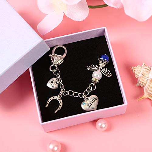 Book Cover an Angel for Bride Bouquet Charm, Something Blue for Bride on Wedding Day Gift, Lucky Horseshoe, Gift Packaged (Bride Charm)