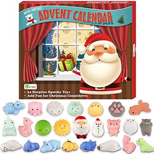 Book Cover D-FantiX Christmas Advent Calendar 2021 Soft Rubber Toy Christmas Advent Calendars Gift 24Pcs for Kids Kawaii Animals Santas Toys Xmas Countdown Calendar