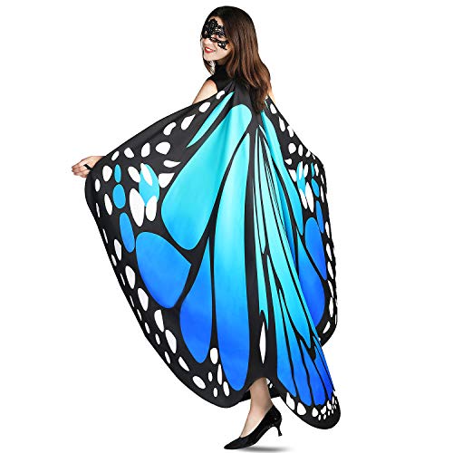 Book Cover YXwin Halloween Costumes for Women Butterfly Wings Shawl Fairy Halloween Accessories - Multi - Medium Blue Green