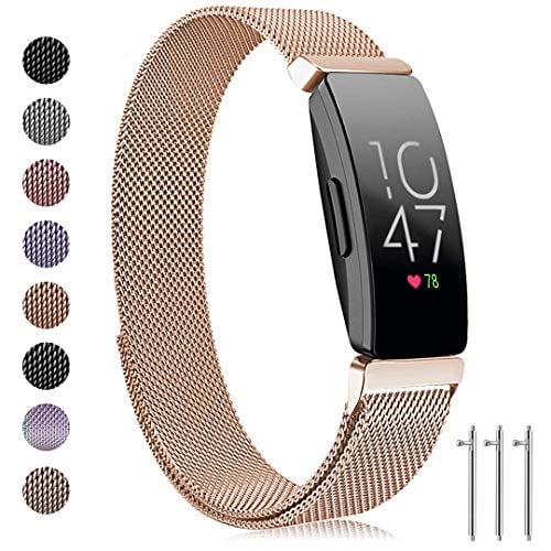 Book Cover Ouwegaga Compatible for Fitbit Inspire HR Bands Women Men and Fitbit Ace 2 Band for Kids Small Royal Gold