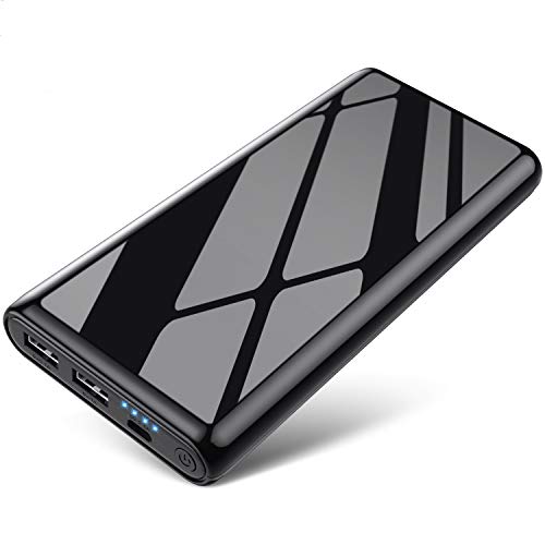 Book Cover Portable Charger, Power Bank 25800mAh Ultra High Capacity Mirror Surface Power Charger Lighter Dual USB Ports High Speed External Battery Backup Pack for Smart Phone, Android Phone, Tablet etc