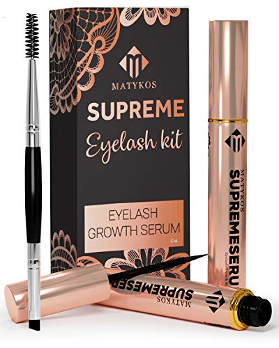Book Cover Organic Eyelash Growth Serum - Vegan Lash Enhancer & Primer Improved Formula With Biotin and Oat Grow Peptides for Longer, Thicker Lashes and Eyebrows