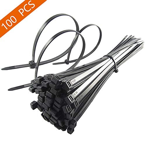 Book Cover MAVGV Cable Ties 8 Inch, Multi-Purpose Cable Tie (100 Piece), Premium Plastic Wire Ties with 50 Pounds Tensile Strength, Self-Locking Black Nylon tie wraps for Indoor and Outdoor