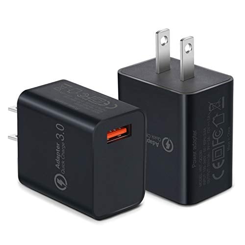Book Cover Besgoods 2-Pack 18W QC 3.0 USB Wall Charger Fast Charging Phone Charger Adapter Compatible with Wireless Charger, Samsung Galaxy S10 S9 S8 Note 8 9, iPhone, iPad, LG, HTC and More - Black
