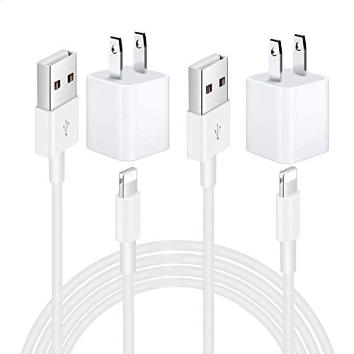 Book Cover Aymuna iPhone Charger, Durable USB Cable (2-Pack) Fast Charging Data Sync Transfer Cord with Plug Travel Wall Charger Compatible with iPhone X/8/8 Plus/7/7 Plus/6/6S/6 Plus/5S/SE/Mini/Air/Max-White