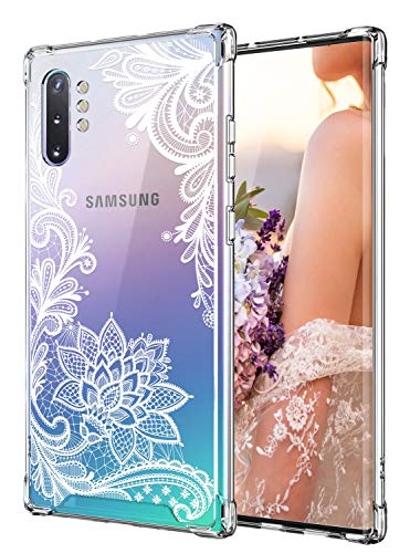 Book Cover Cutebe Case for Galaxy Note 10 Plus,Shockproof Series Hard PC+ TPU Bumper Protective Cover for Samsung Galaxy Note 10 Plus/5G 2019 Release Crystal Lace Design