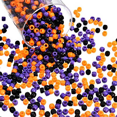 Book Cover 1000 Pieces Halloween Pony Beads Plastic Beads Craft Beads Assorted Pony Beads with Storage Box for Halloween Craft Decoration