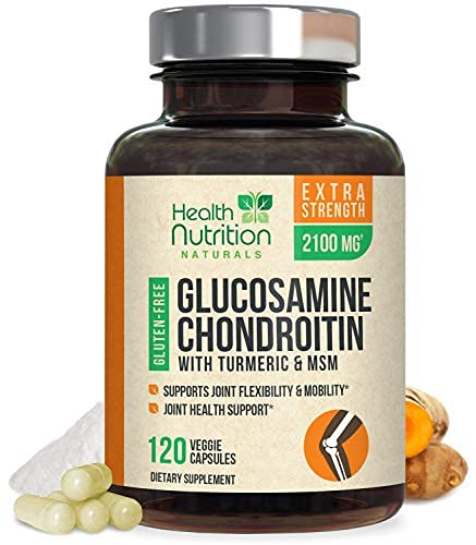 Book Cover Glucosamine with Chondroitin Turmeric Msm, Triple Strength 2100mg, for Hip, Knee, Joint & Back Comfort - Made in USA - Joint Supplement with Boswellia & Bromelain. Non-GMO - 120 Capsules