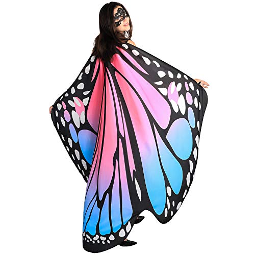 Book Cover SIPU Butterfly Wings for Women, Monarch Butterfly Shawl Cape Halloween Costume - Multi -