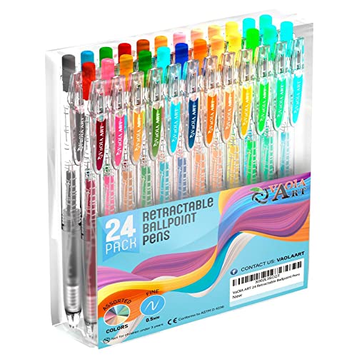 Book Cover Retractable Gel Pens - Colored Pens for Adult Coloring - Cute Pen Set 24 Colors - Colored Gel Pens Art and School Supplies
