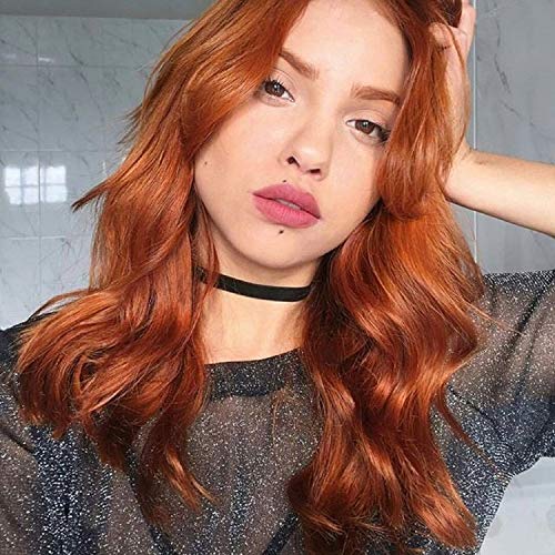 Book Cover Short Orange Color Water Wave Natural Heat resistant Synthetic Wigs for Halloween Costume 16 inch