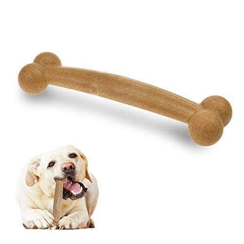 Book Cover LECHONG Dog Chew Toys Bacon Flavored Classic Bones Shape Tough Dog Toys for Puppy and Small Medium Dogs for Chewing Training and Playing