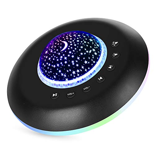 Book Cover Sound Machine Baby with Night Light, Portable Baby White Noise Machine for Sleeping Travel/Office Privacy, 20 Non-Looping Soothing Nature Sounds/Lullaby/Fan/White Noise Maker for Kids/Adults -Black