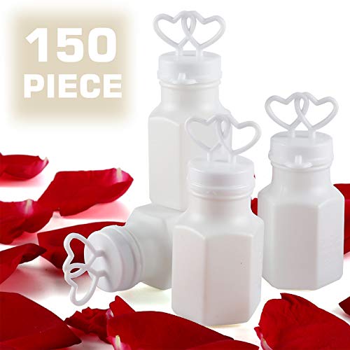 Book Cover 150 pack Mini White Double Heart Bubble Bottle (pre-filled) - Party Favor for Wedding, Anniversary, Engagement, Bridal, Celebration, Valentine?s Day, Family Reunion, and Gift for Couple Boy Girl