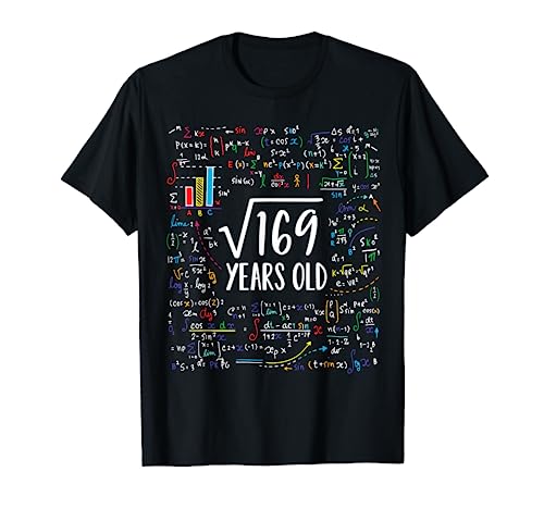 Book Cover Square Root Of 169 13th Birthday 13 Year Old Gifts Math Bday T-Shirt