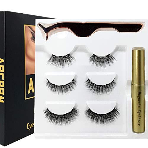 Book Cover Magnetic lashes and eyeliner,magentic eyelashes Ultra Light Weight Lashes with Natural Look & Premium Quality with Tweezers