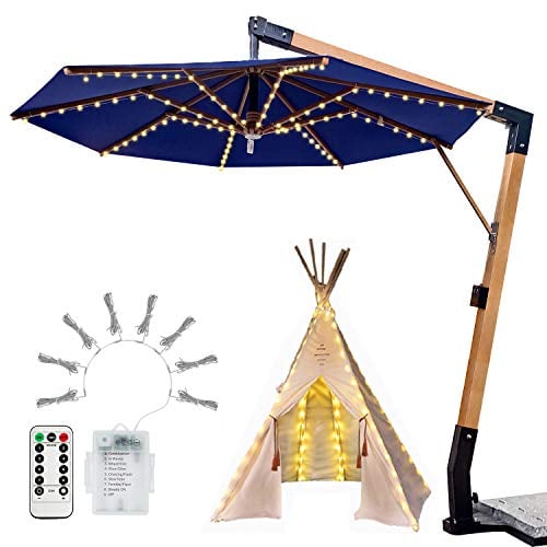 Book Cover SYIHLON 104LEDs Patio Umbrella Lights,8 Mode IP67 Waterproof Battery Operated Fairy String Lights with Remote for Wedding Christmas Tree Kids Teepee Bedroom Outdoor Indoor DIY Decor